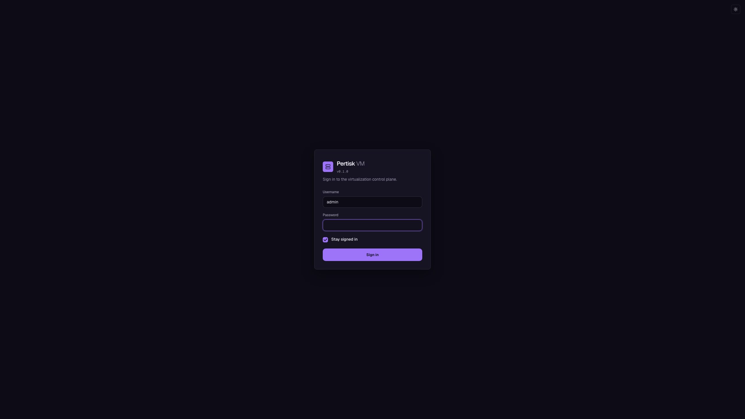 Pertisk VMs sign-in